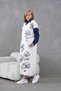 Women's Sleeves Denim Front Beading Wide Fit Long Knitwear Dress - 2