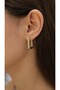 Gold Stone Detailed Square Hoop Earrings - 3