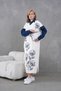 Women's Sleeves Denim Front Beading Wide Fit Long Knitwear Dress - 3