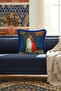 Turtle Trainer Luxury Fringed Pillowcase - Blue Cream Tufted Throw Pillow Cover with Ottoman Figure - 3