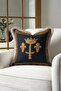 Turtle Trainer Luxury Fringed Pillowcase - Blue Cream Tufted Throw Pillow Cover with Ottoman Figure