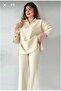 Women's Ecru Shirt Polo Neck Trendy Knitwear Bottom Top Set
