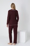 Pregnancy Pajamas Set with Front Button Adjustable Waist Sleeves and Ruffle Detail - 3