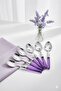 Set of 6 Stainless Steel Purple Dessert Spoons - 3