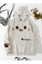 Moosta Plus-Size Women's Cat Paw and Face Print Warm Drawstring Hoodie Fall Clothing for Women - 3