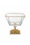 Pasabahce Metal Footed Glass Large Salad & Presentation Bowl with Gold Detail 2.05L