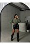 Two Button Pleated Faux Leather Shorts - 2