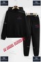 Children's Unisex Printed Hooded Tracksuit Set with the Logo on the Bottom of the Pants and the Top with the Text on the Left Side