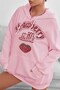 Women's Pink Strawberry Srawberry Milk Printed 3 Thread Hooded Oversize Hoodie Sweatshirt with Kangaroo Pocket
