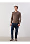 Brown Crew Neck Men's Knitwear Sweater - 4