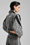 Tw3 Women's Garnished Sleeves Striped Crop Jean Jacket - 2