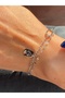Steel Bracelet Double Chain Silver Color Shiny with Smiling Face Figure - 5