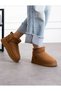 Velina Brown Short Thick Heeled Fur Boots - 5