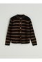 Alita City Lcw Modest Brown Knitwear Striped Women's Cardigan with a Difference - 5