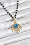 Ramia-Premium |   316L Steel Chain Crystal Beaded Eye Model Women's Necklace - Tj-Bko10564 |   Tg.Ty