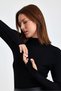 Women's Black and White 2-Piece Finger Detail Half Turtleneck Cotton Viscose Bodysuit - 7