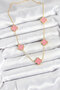 Ramia-Premium |   316L Steel Chain Gold Pink Color Clover Women's Necklace Tj-Bko10583 |   Tg.Ty - 2