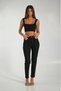 Black High Waist Mom Boyfriend Jean Women Power Lycra Recovery Denim Pants - 2