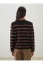 Alita City Lcw Modest Brown Knitwear Striped Women's Cardigan with a Difference - 4