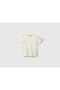 Girl's T-Shirt with Logo Embroidery and Glitter Ribbon on the Shoulders