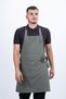 Striped Unisex Buttoned Adjustable Apron with Pockets - 3