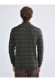 Khaki Stand Collar Striped Men's Knitwear Sweater - 4