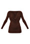 Brown Degaje Collar Long Sleeve Mini Dress 9080 - 4