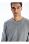 Gray Crew Neck Checked Men's Knitwear Sweater - 3