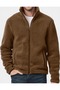 Unisex Plush Full Zippered Sweatshirt with 2 Pockets and Fleece Inside Brown