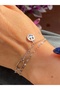 Steel Bracelet Double Chain Silver Color Shiny with Smiling Face Figure