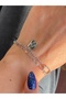 Steel Bracelet Double Chain Silver Color Shiny with Smiling Face Figure - 2