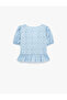 V-Neck Tie Detail Bow Balloon Sleeve Fishtail Blouse - 4