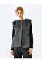 Faux Fur Crew Neck Buttoned Sleeveless Vest - 3