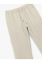 Cotton Linen Blend Pocket Detailed Waist Tie Pants - 5