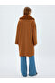 Detachable Faux Fur Collar Detailed Long Coat Double Breasted Buttoned with Pockets - 4
