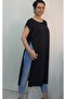Black Multi-Purpose Side Lace-Up Below-The-Knee Concealer Vest Made of Combed Viscose
