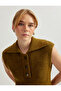 Sleeveless Polo Neck Sweater with Half Button Detail