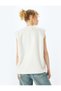 Faux Fur Crew Neck Buttoned Sleeveless Vest - 4