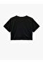 Short Sleeve Crew Neck Oversize Printed Crop Sports T-Shirt - 2