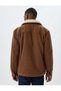 Plush Collar Jacket Slim Fit Pocket Detail Zippered Cotton Blend - 4