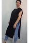 Black Multi-Purpose Side Lace-Up Below-The-Knee Concealer Vest Made of Combed Viscose - 5