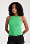 Women's Ribbed Sleeveless Halter Neck Crop Knit Blouse - 2