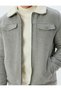 Plush Collar Jacket Slim Fit Pocket Detail Zippered Cotton Blend - 6