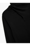 Long Sleeve Slim Fit Draped Stand Collar T-Shirt - 5