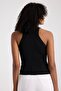 Women's Ribbed Sleeveless Halter Neck Crop Knit Blouse - 5