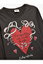 Long Sleeve Crew Neck Heart Printed Cotton T-Shirt - 3