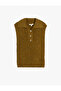 Sleeveless Polo Neck Sweater with Half Button Detail - 3