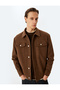 Long Sleeve Viscose Blended Cashmere Jacket with Flap Pocket Detail
