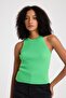 Women's Ribbed Sleeveless Halter Neck Crop Knit Blouse