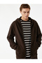 Cotton Long Sleeve Zipper Pocket Detail Hooded Cardigan
